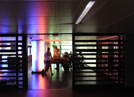 Etudiants au cyber café, campus de la Doua